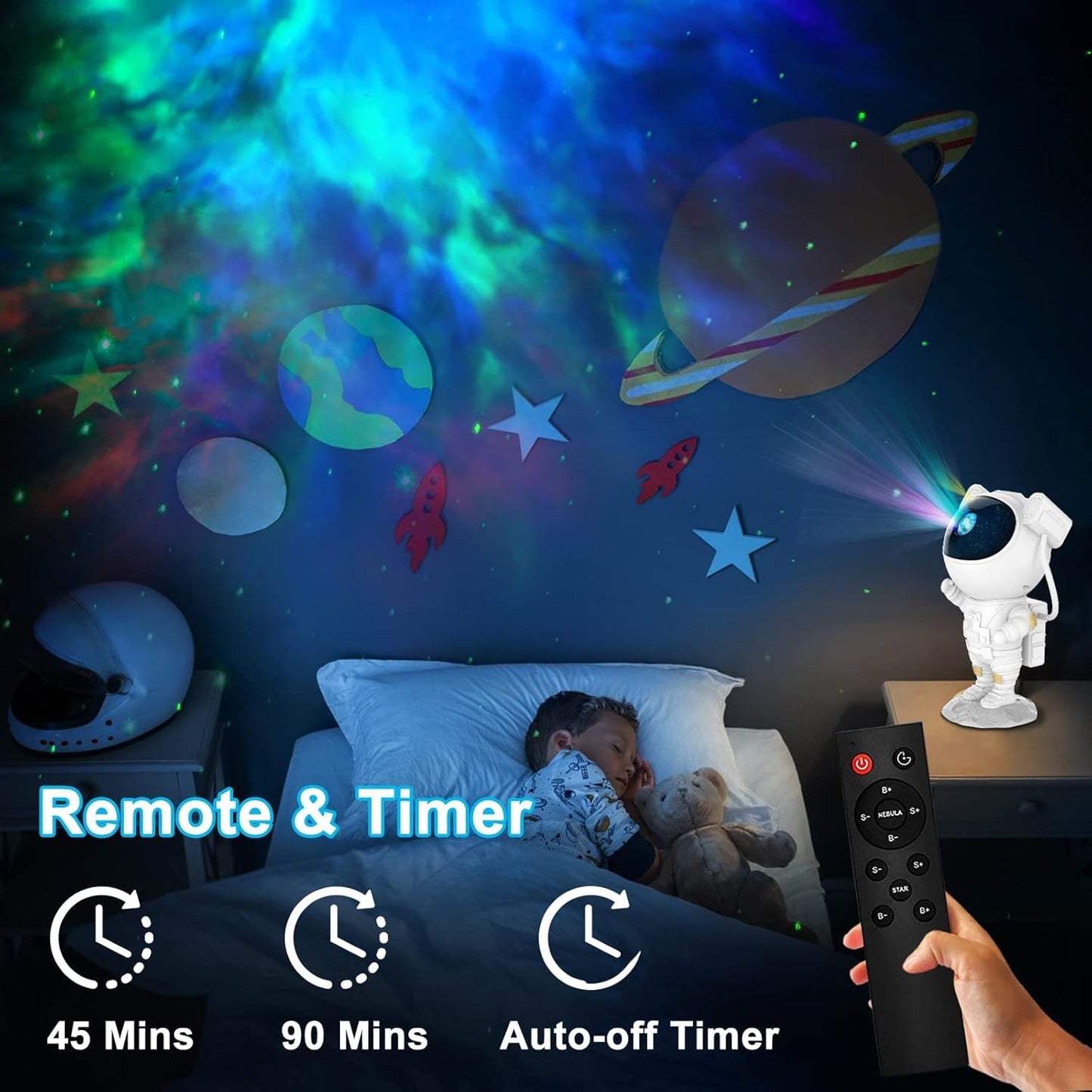 Best Quality ASTRONAUT LIGHT PROJECTOR – 360° Galaxy Star Projector with Double Magnets, Timer & Remote Control