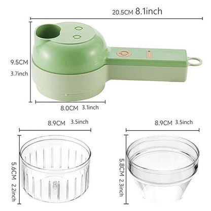 4-in-1 Portable Electric Vegetable Cutter | Chopper, Slicer, Grinder & Peeler in One