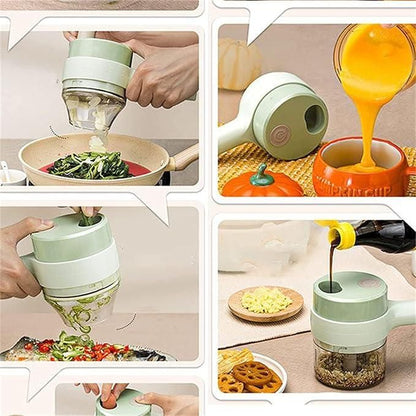 4-in-1 Portable Electric Vegetable Cutter | Chopper, Slicer, Grinder & Peeler in One