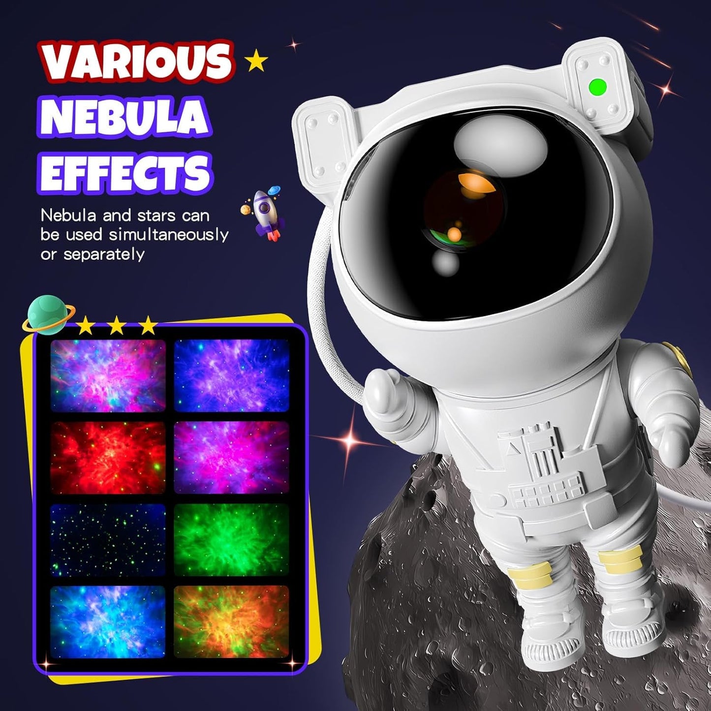 Best Quality ASTRONAUT LIGHT PROJECTOR – 360° Galaxy Star Projector with Double Magnets, Timer & Remote Control