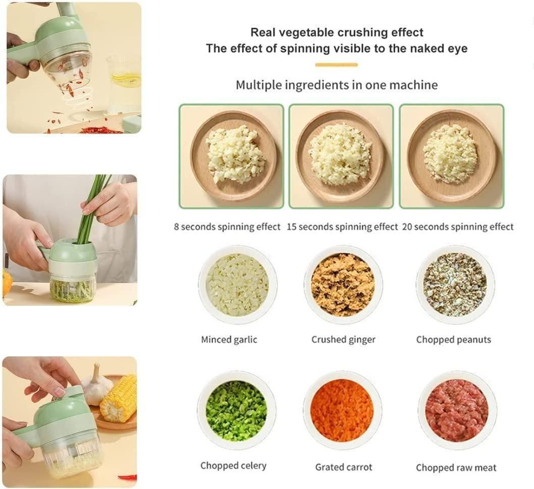 4-in-1 Portable Electric Vegetable Cutter | Chopper, Slicer, Grinder & Peeler in One
