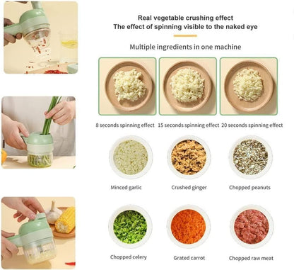 4-in-1 Portable Electric Vegetable Cutter | Chopper, Slicer, Grinder & Peeler in One